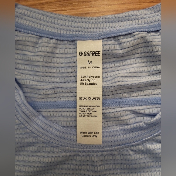 G4FREE Medium Women Active Yoga Shirt Sky Blue NEW - Picture 2 of 4